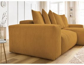 Mustársárga kordbársony kinyitható-tárolóhelyes sarokkanapé Voltaire – Bobochic Paris