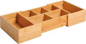 HOMCOM Tároló Doboz Fiók Szervező Bővíthető Bambusz Természetes 24,6 x 17,6 x 7 cm | Aosom