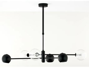 Jupiter 1995 - Csillár rúdon MOKA 3xGU10/10W/230V + 3xG9/10W/230V fekete/átlátszó