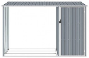 Szürke horganyzott acél kerti tűzifatároló 245 x 98 x 159 cm