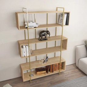 könyvespolc Bruti - Oak, Gold