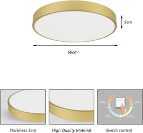 Brilagi - POOL LED mennyezeti lámpa 60 W, 230 V, 3000/4500/6000 K, Ø 60 cm, arany