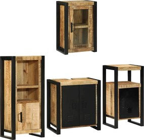 vidaXL Fürdőszoba bútor szett polcokkal 4 pcs Barna Szilárd Mangófába