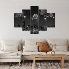 Kép - tűzijáték Miamiban, fekete és fehér (150x105 cm)