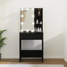 Fekete LED-es fésülködőasztal 60 x 40 x 140 cm