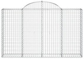 2 db íves horganyzott vas gabion kosár 200x30x120/140 cm