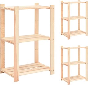 vidaXL 3 db 3-szintes tömör fenyőfa tárolópolc 150 kg 60 x 38 x 90 cm