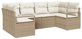 vidaXL Kanapé Szett párnával 6 pcs Bézs polirattan