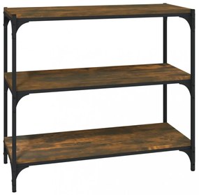 füstös tölgy szerelt fa és acél könyvszekrény 80 x 33 x 70,5 cm