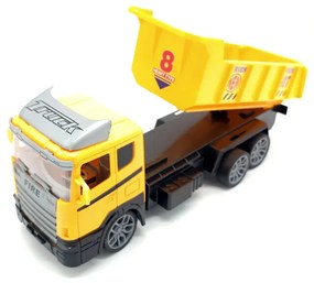 Rádiótávirányítós billentőplatós játék teherautó, 27 MHz-es technológiával, elemmel működtethető, sárga