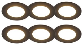 6 db-os beépíthető spotlámpa készlet fekete LED-del 3 fokozatú dimmerrel IP65 - Blanca