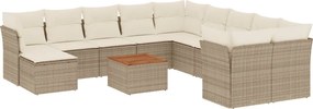 vidaXL 12 részes bézs polyrattan kerti ülőgarnitúra párnákkal