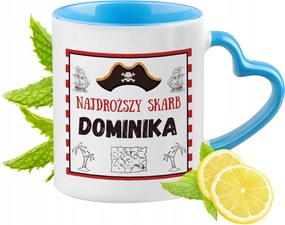 Kék bögre szív alakú füllel Dominikának Ideális Ajándék