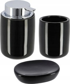 Fürdőszoba szett Fekete Bögre Szappantartó Ovális