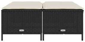 4 db fekete polyrattan kerti szék párnákkal