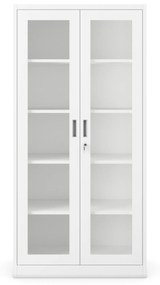 Vitrines fém szekrény üvegezett ajtókkal AMELIA, 900 x 1850 x 400 mm, fehér