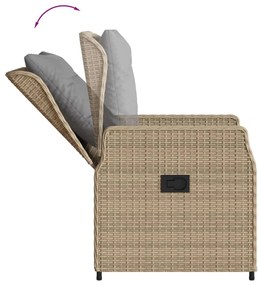 3 részes bézs polyrattan kerti étkezőgarnitúra párnákkal