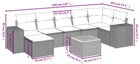 8 részes bézs polyrattan kerti ülőgarnitúra párnával