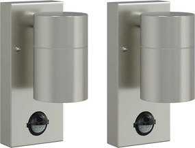 vidaXL Kültéri Fali Lámpa 2 pcs Ezüst 6,5 x 10,5 x 16 cm