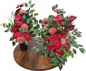 Szett XXL Csokor Sírdísz Virágok Mű Orchidea Prémium