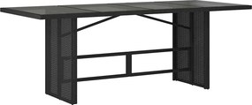 vidaXL fekete polyrattan üveglapos kerti asztal 190x80x74 cm