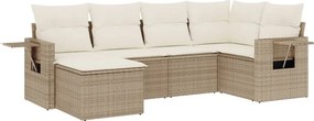 vidaXL 6 részes bézs polyrattan kerti ülőgarnitúra párnával
