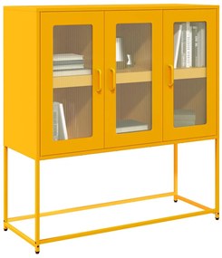 mustársárga hideghengerelt acél tálalószekrény 100,5x39x107 cm