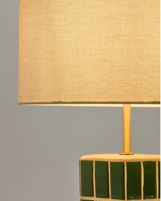 Zöld-krémszínű asztali lámpa textil búrával (magasság 61,5 cm) Rue – Kave Home