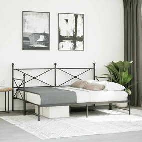 fekete acél kihúzható kanapéágy matrac nélkül 75x190 cm
