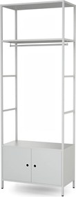Irodai polc nyitott ruhaakasztó rúddal, recepcióra és váróterembe, fém, szürke, 800x2200x400 mm: ARIEL