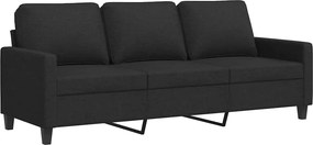 vidaXL 3 személyes fekete szövetkanapé 180 cm