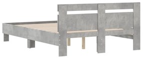 betonszürke szerelt fa ágykeret fejtámlával 135x190 cm