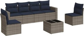 vidaXL 7 részes szürke polyrattan kerti ülőgarnitúra párnákkal