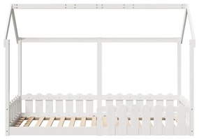 fehér tömör fenyőfa házikó gyerekágykeret 80 x 200 cm
