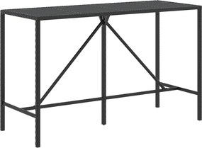 vidaXL fekete polyrattan üveglapos bárasztal 180 x 70 x 110 cm