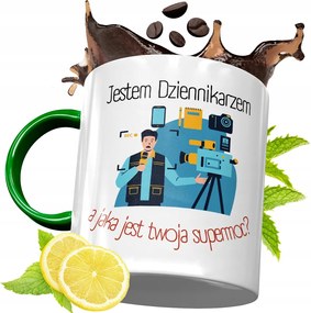 Zöld Bögre Újságírónak Születésnapi Ajándéknak, fényképes nyomattal