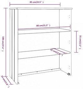 HAMAR fehér tömör fenyőfa felső szekrény 85 x 35 x 100 cm