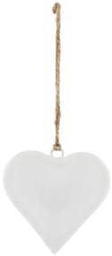 Függő dekoráció fehér szív, 15 cm