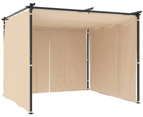 vidaXL krémszínű acél pavilon függönyökkel 3 x 3 m