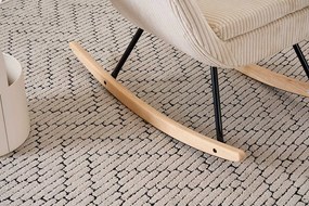 Hintaszék, relaxációs szék, szoptatós fotel kordbársony kárpitozással, krém-bézs színű