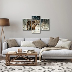 Kép - tigris a havas erdőben, olajfestmény (90x60 cm)