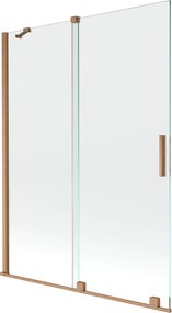 Mexen Velar, 2 szárnyas eltolható kádparaván 130 x 150 cm, 8mm átlátszó üveg, rézmatt, 896-130-000-01-65
