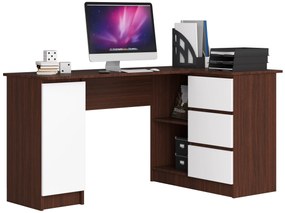 Sarok PC asztal Bevin (wenge + fehér) (J). Akció -15%. 1069145