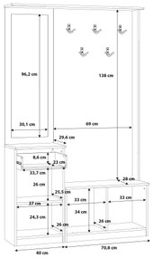 Előszobafal tükörrel KAVI, artisan tölgy