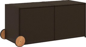 vidaXL barna polyrattan kerti tárolóláda kerekekkel 283 L