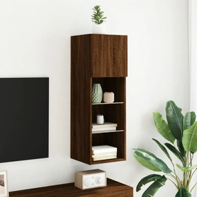 barna tölgyszínű TV-szekrény LED-lámpákkal 30,5x30x90 cm