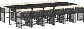 vidaXL 13 részes fekete polyrattan kerti ülőgarnitúra párnákkal