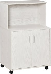 HOMCOM Többfunkciós Konyhai Görgős Szekrény Mikrohullámú Sütőhöz, 60,4x40,3x97 cm, Fehér | Aosom