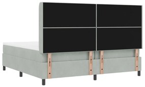 Boxspring Ágy Matresszel &amp; LED Fény Szürke 200x200 cm Bársony