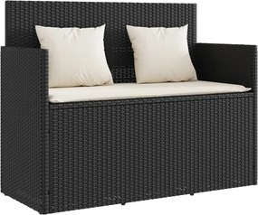 vidaXL fekete polyrattan kerti pad párnával